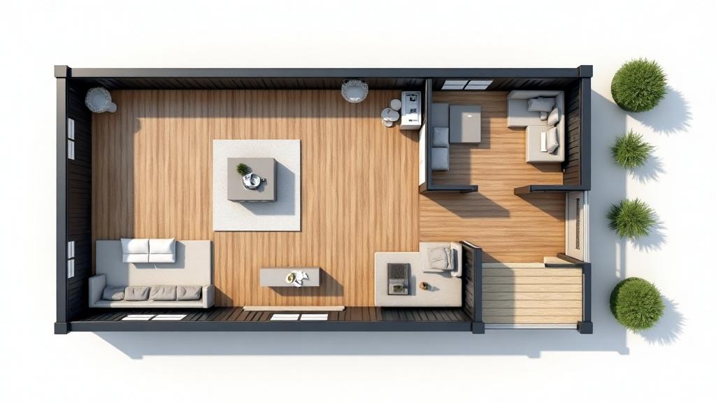 Aperçu Plan maison container 200m²