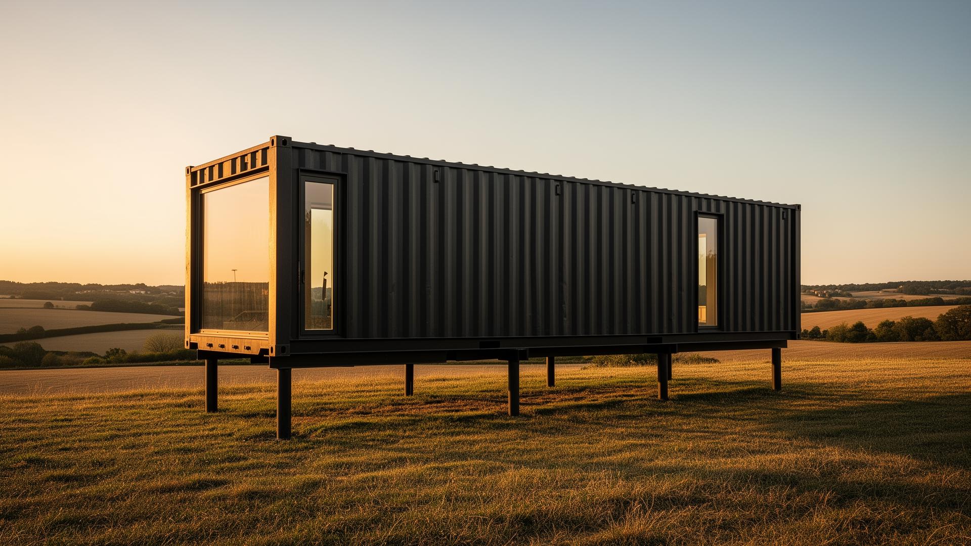 maison container style bardage bois - vue 2