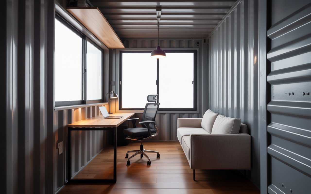 bureau intèrieur maison container