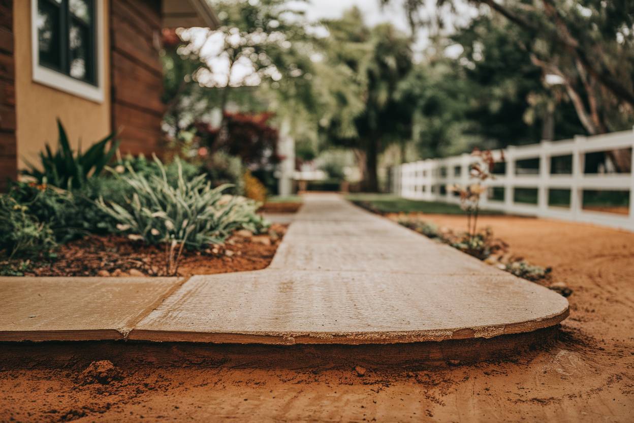 Aménagement d&rsquo;un trottoir durable autour de la maison sur terrain argileux